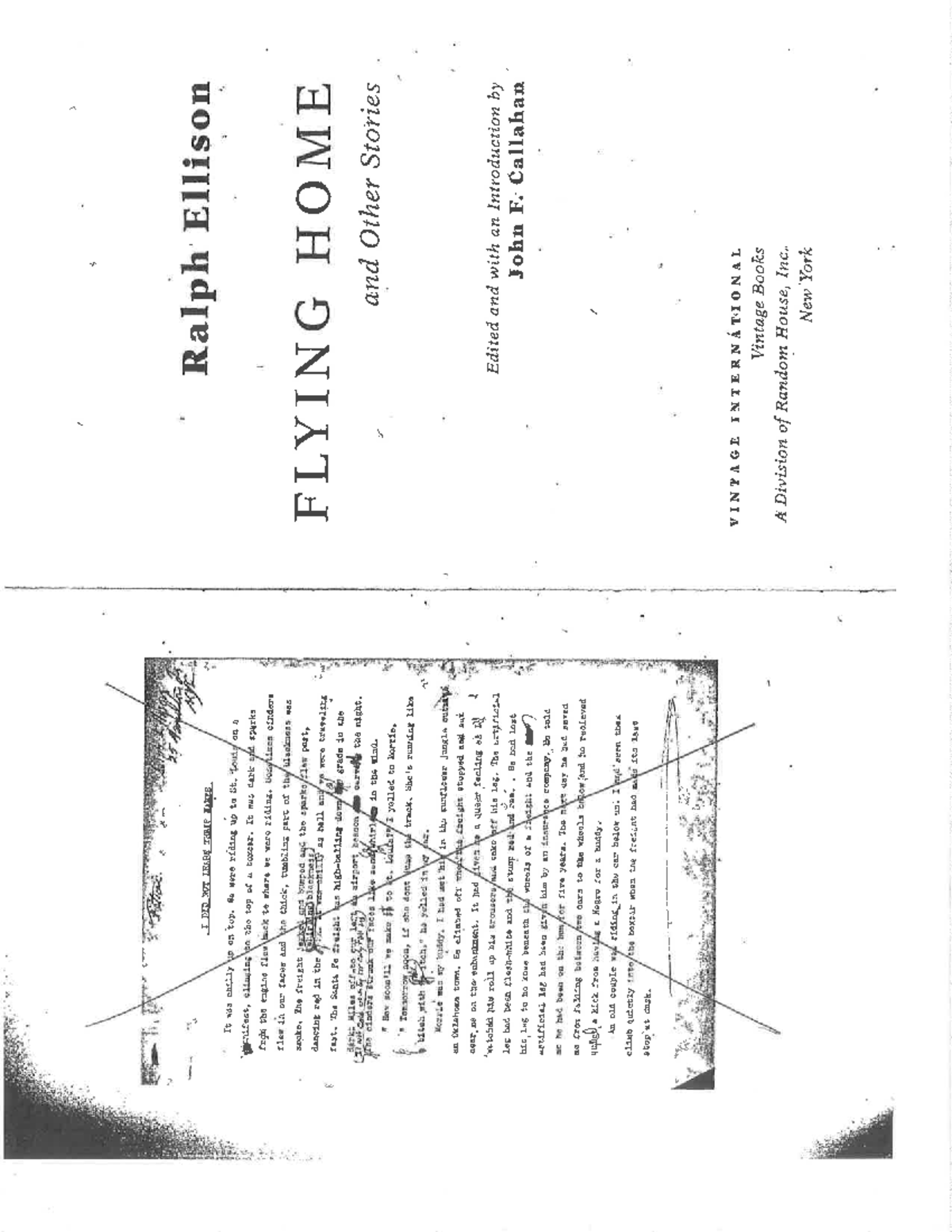 Flying Home - Ellison - Excerpt of writing. - Ralph Ellison I DID NOT ...