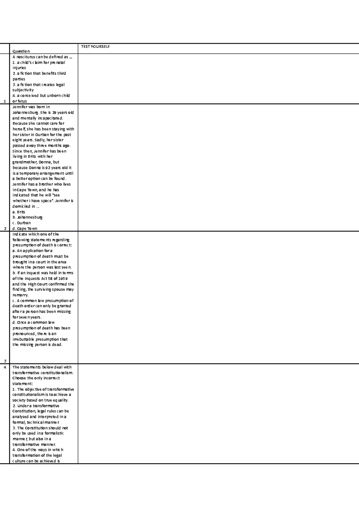 PVL Self Test - Combination of previous MCQ exams - Question TEST ...