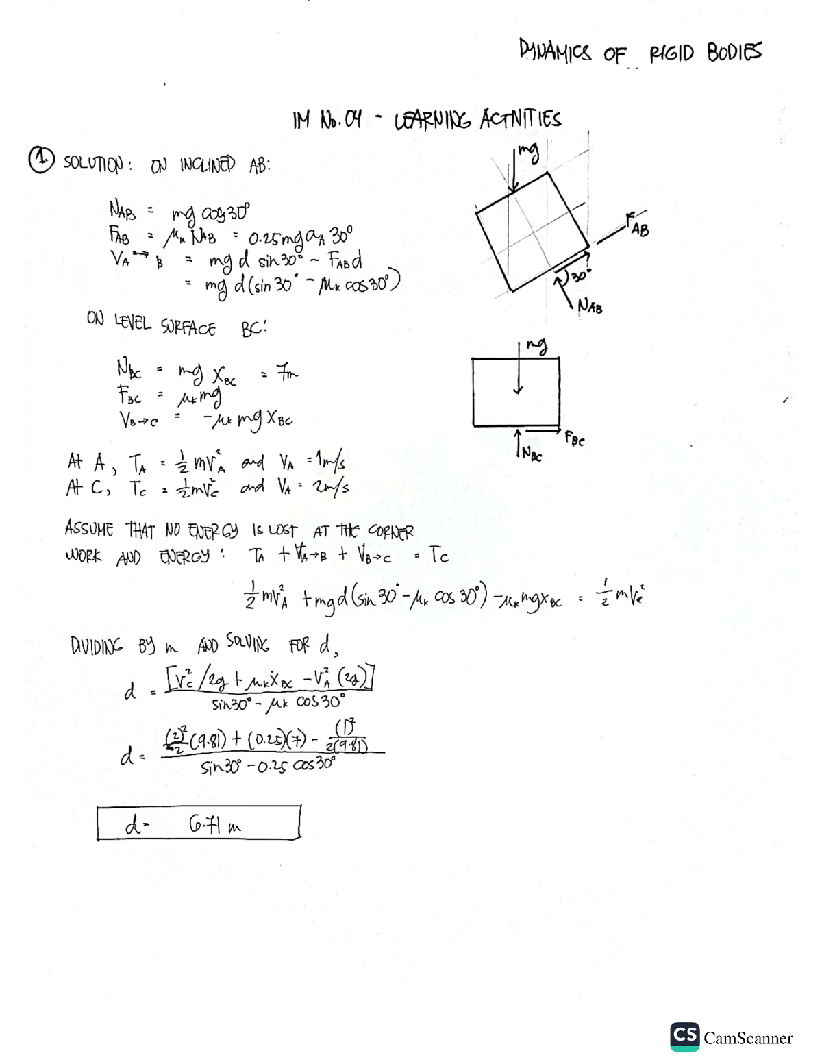 Dynamics Of Rigid Bodies - Learning Activities #4 - Mechanical ...