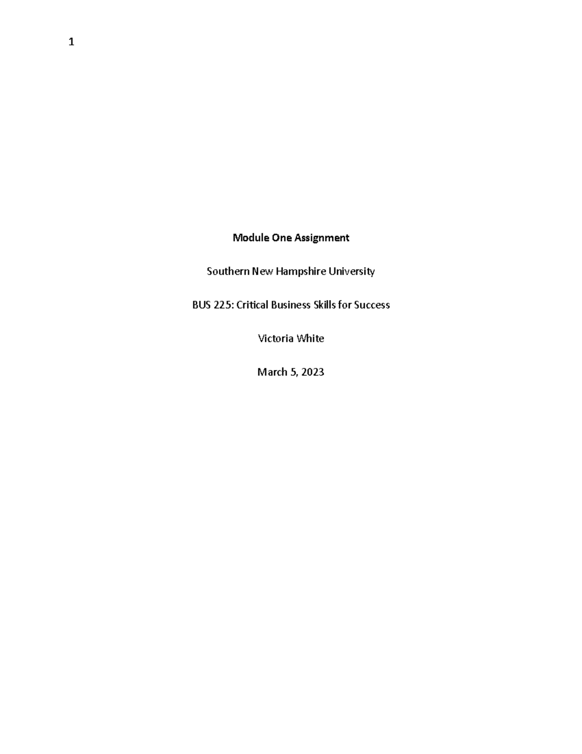 BUS225 Module One Assignment - Module One Assignment Southern New ...