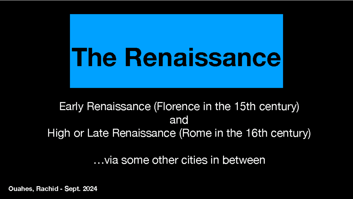 1st Course - The Renaissance-compressé - The Renaissance Early ...