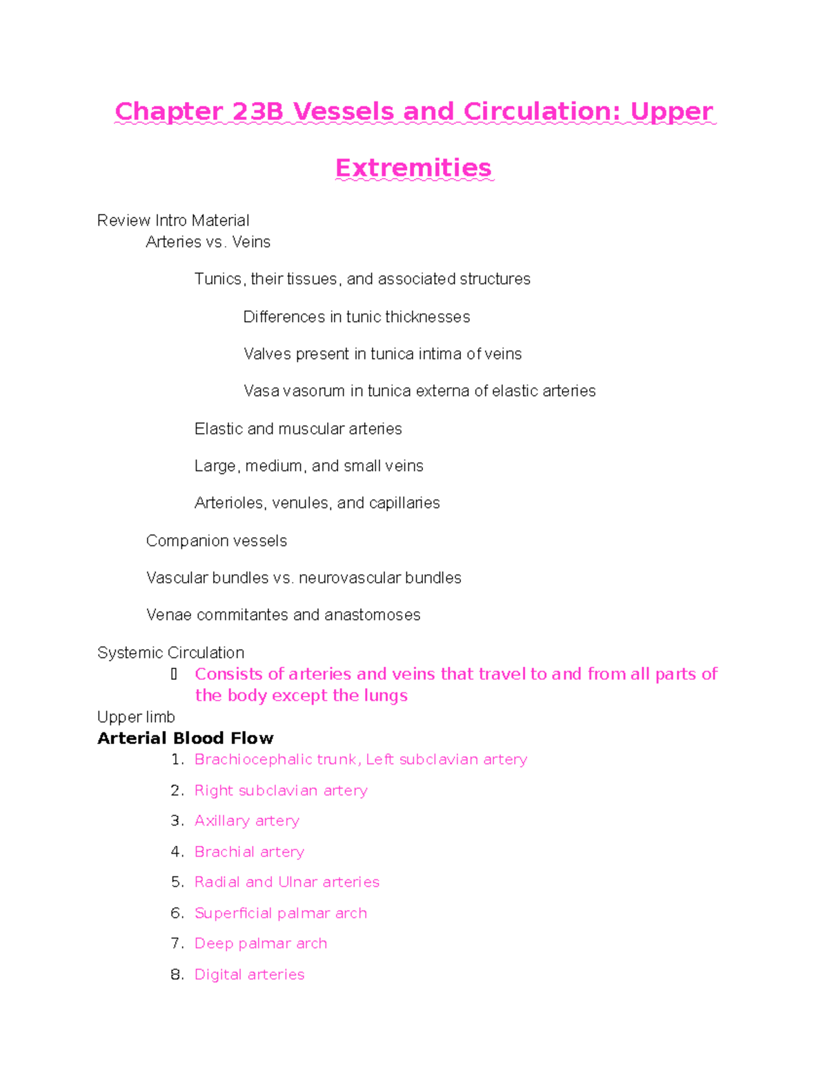 Chapter 23B powerpoint le.Upper Extr - Chapter 23B Vessels and ...