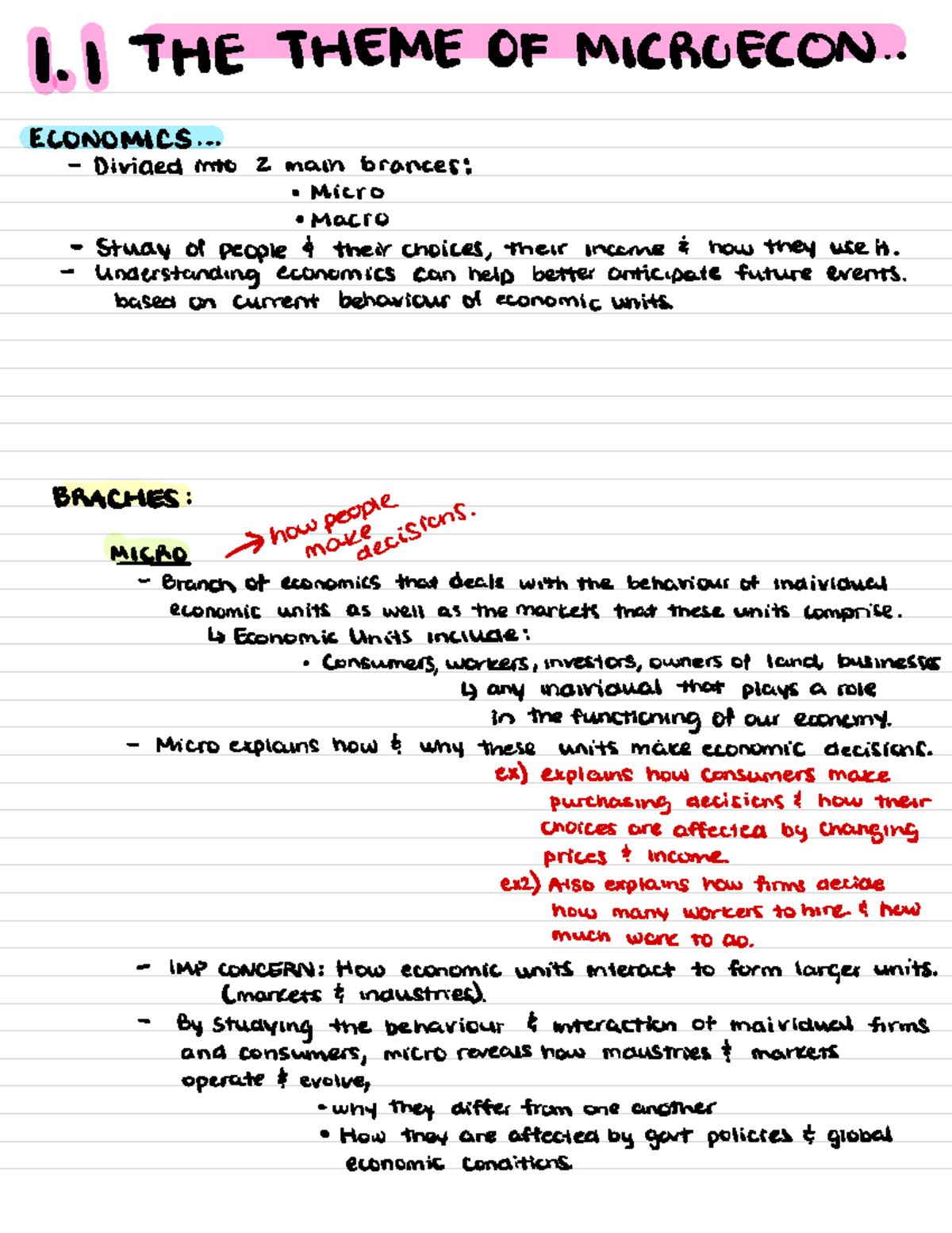 CH 1 Preliminaries - 1. 1 THE THEME OF MICROECON. . ECONOMICS ...