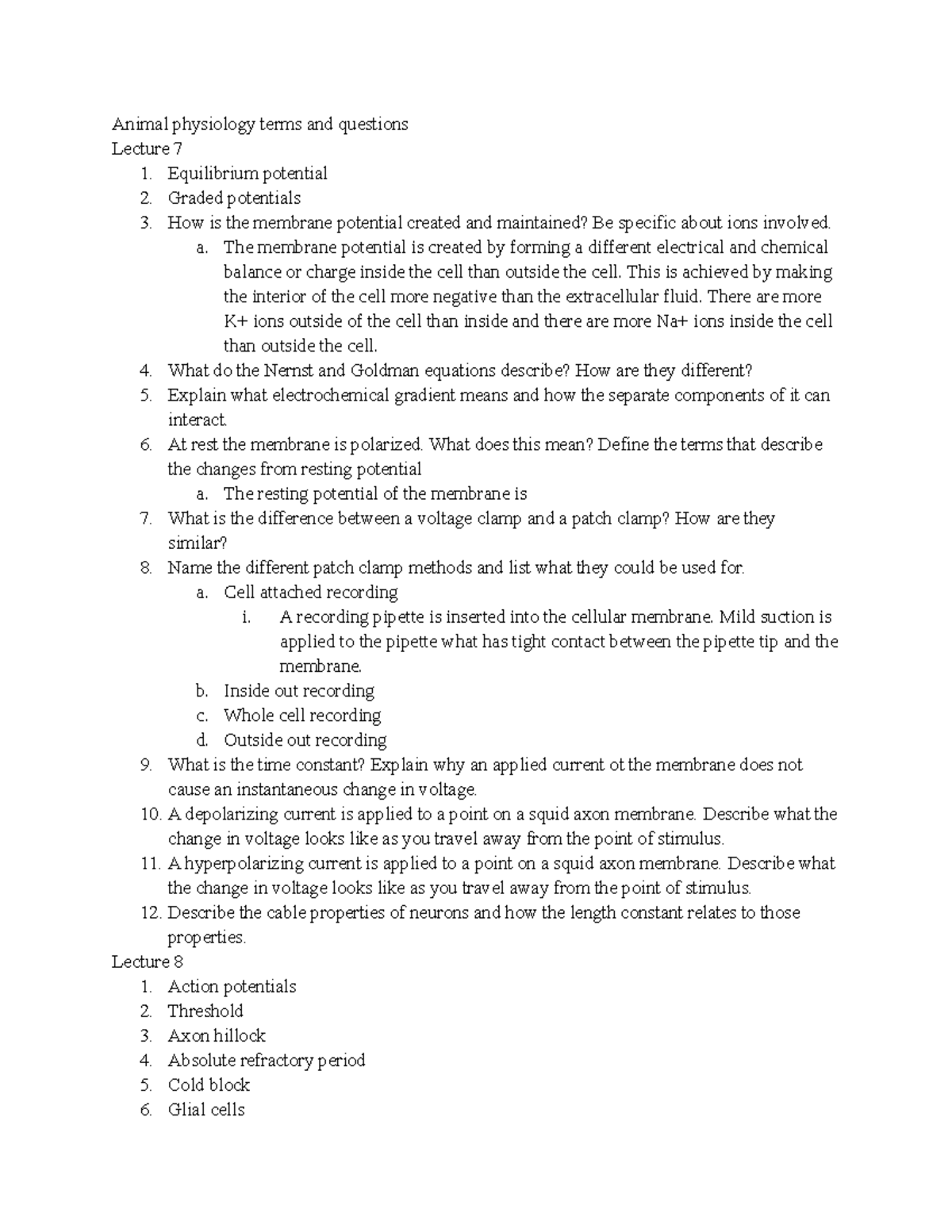 Animal physiology test 2 terms and questions - Animal physiology terms ...