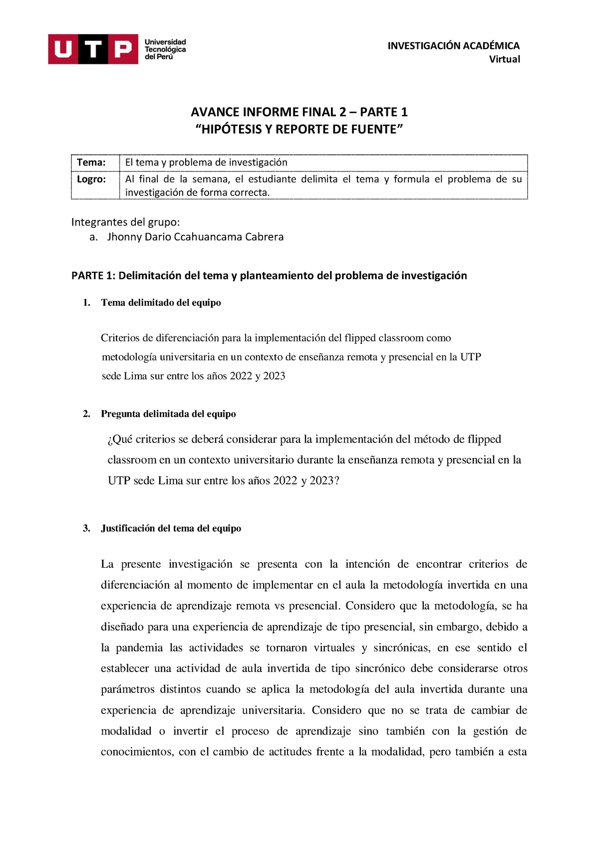 Avance De Informe Final 2 Parte 1 Pdf Virtual Avance Informe Final 2 Parte 1 “hipÓtesis Y 6315