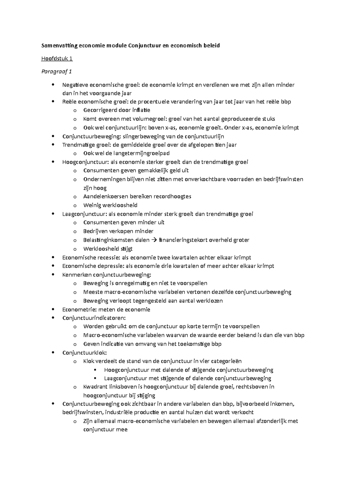 Samenvatting Module Conjunctuur En Economisch Beleid - Samenvatting ...