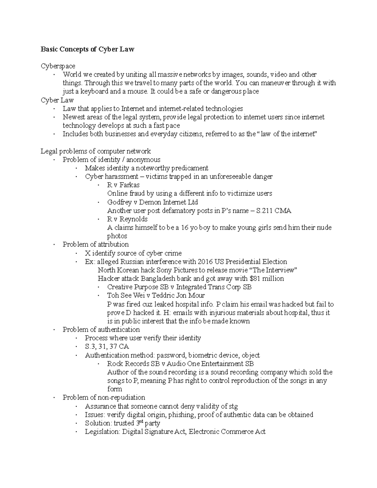 Cyber Law Basic Concepts Of Cyber Law Cyberspace World We Created By 