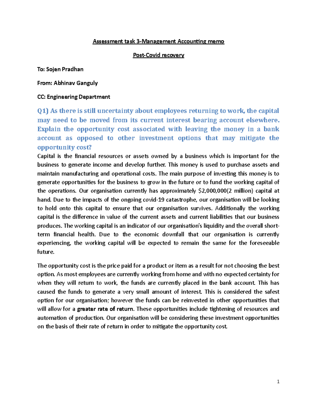 Accounting memo recovery - Studocu