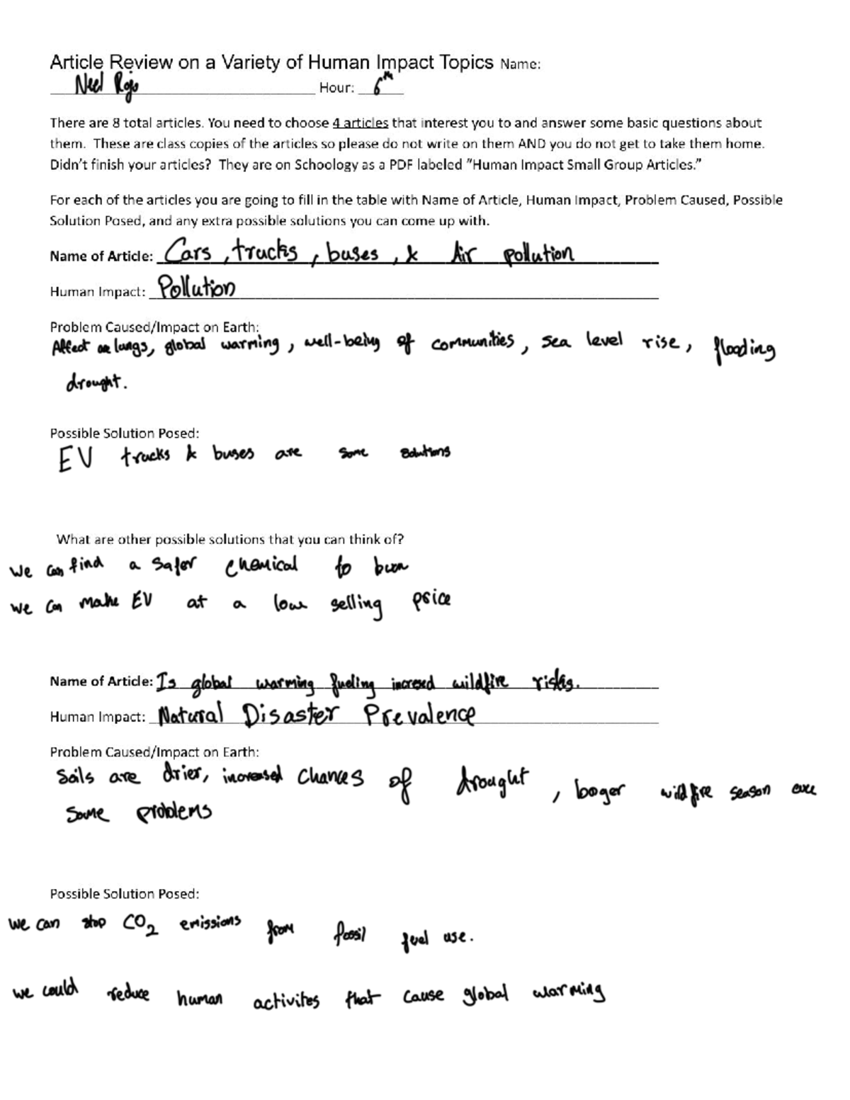 03 - Small Group Articles Response Form - Article Review on a Variety ...