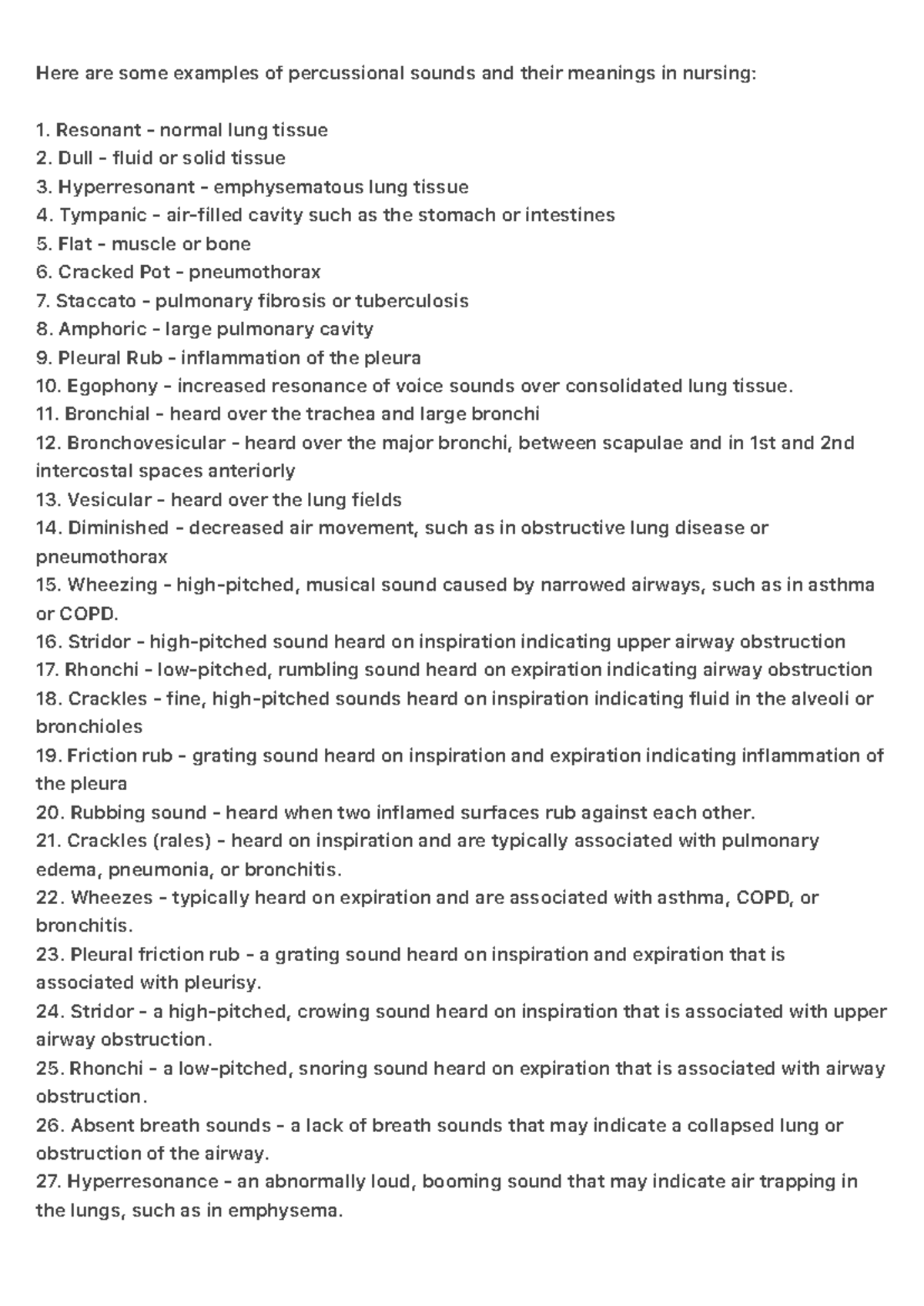 Here are some examples of percussional sounds and their meanings in ...