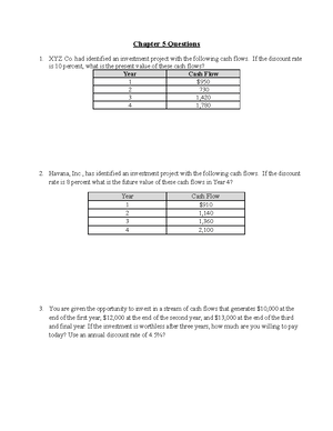 Chapter+5+Solutions - Ch5 solutions - Chapter 5 Questions 1. XYZ Co ...