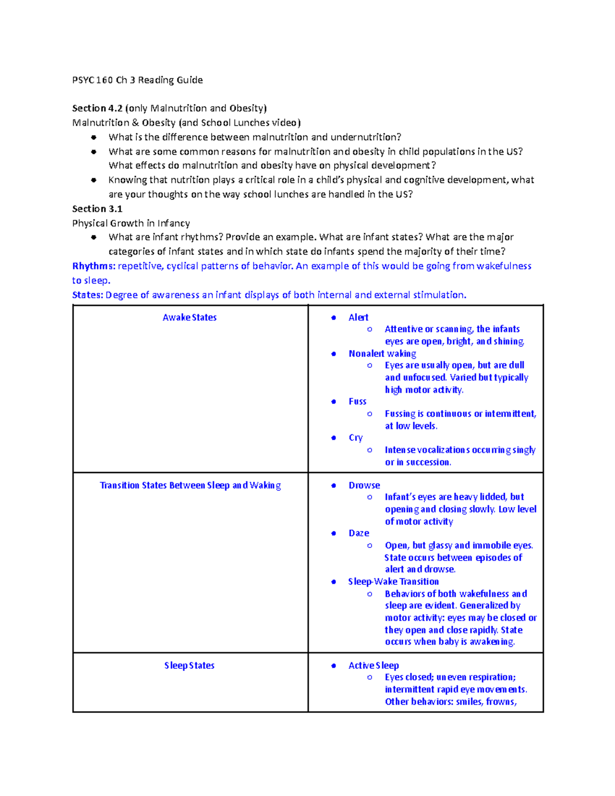 FISCHER: PSYC 160 Ch 3.1 and 4.2 Reading Guide - PSYC 160 Ch 3 Reading ...