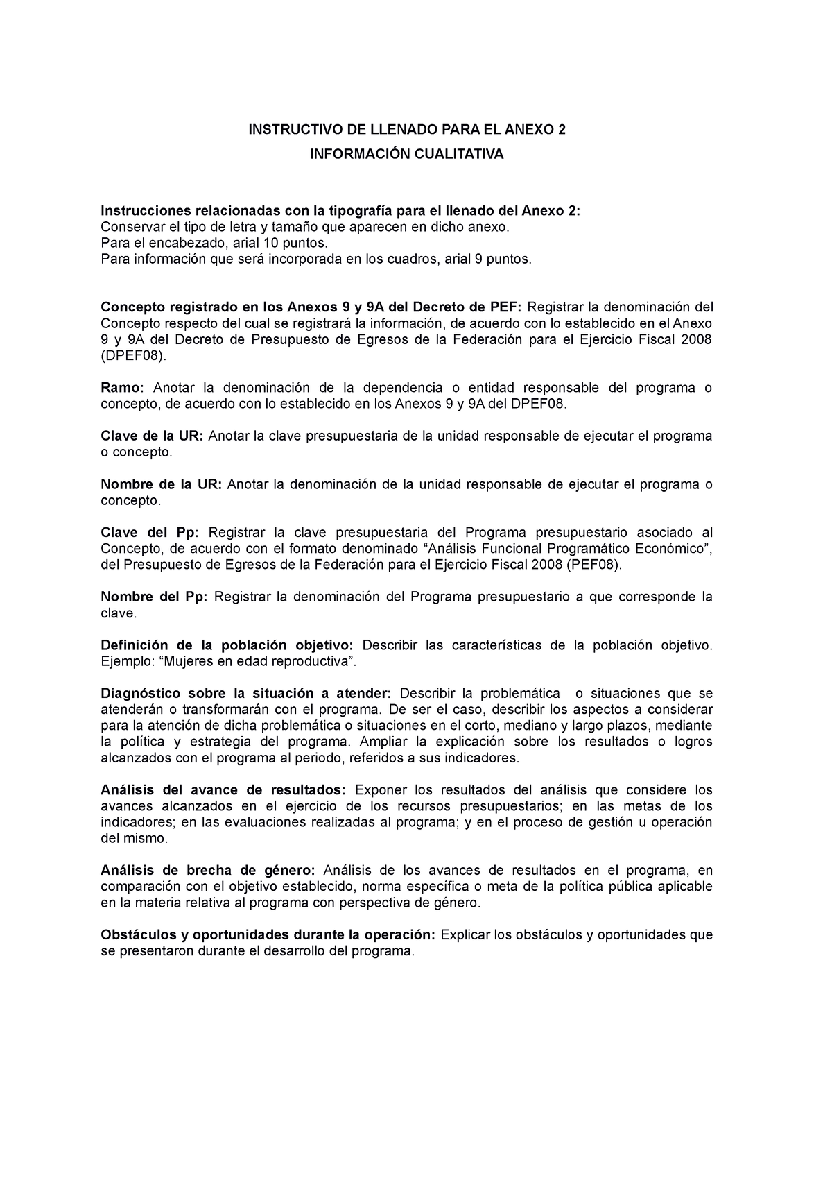 Instructivo Anexo 2 - Nnnn - INSTRUCTIVO DE LLENADO PARA EL ANEXO 2 ...