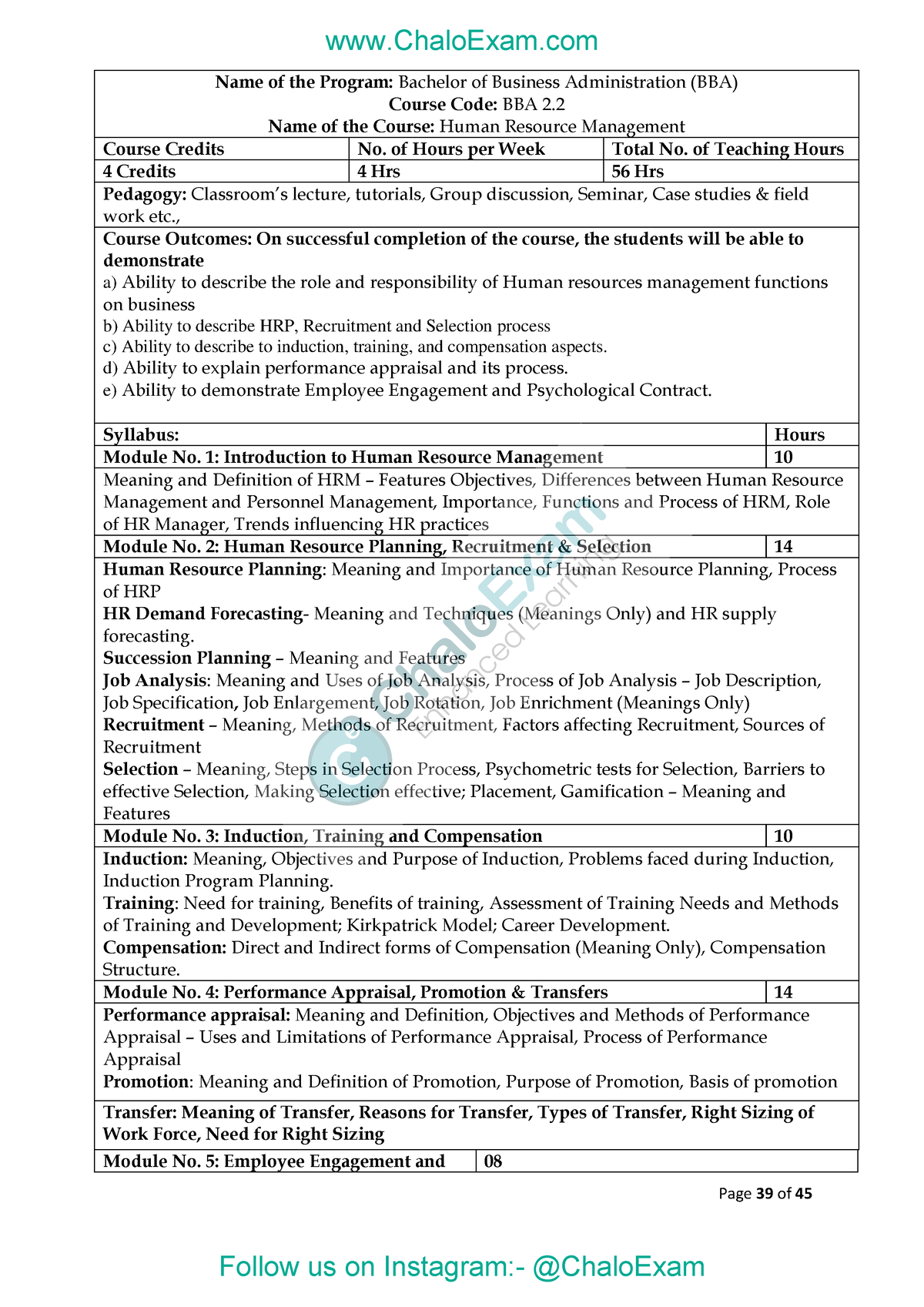 Human Resource Management - Page 39 Of 45 Name Of The Program: Bachelor ...