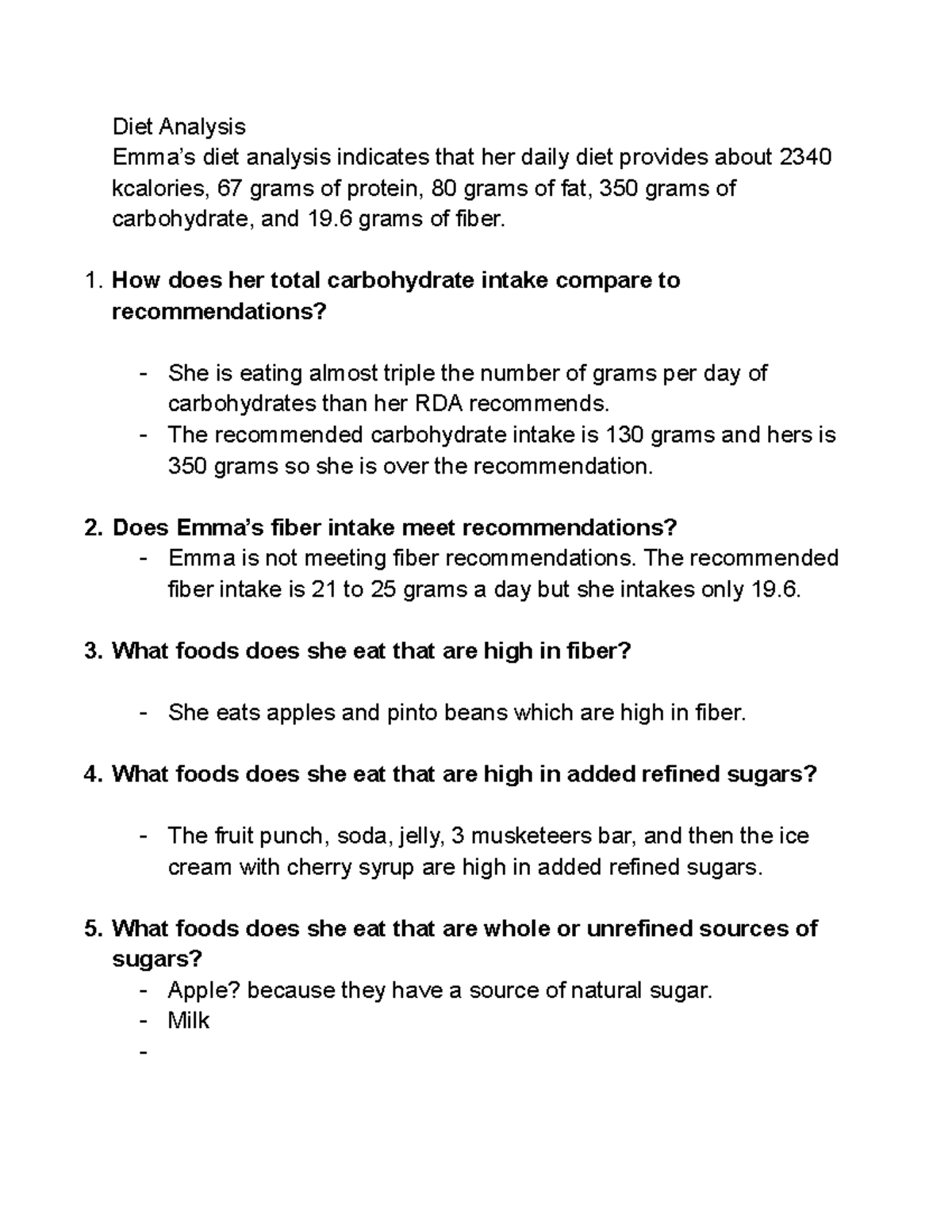 case study diet and health