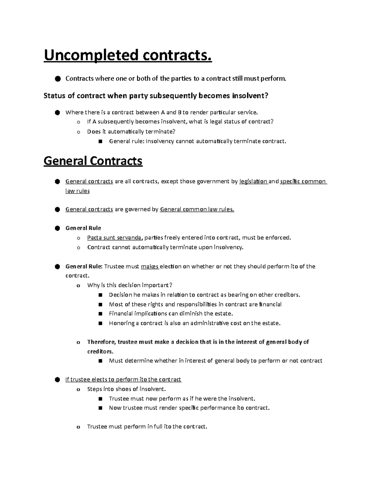 6 - Uncomplete contracts - Chapter 7 - Uncompleted contracts. Contracts ...