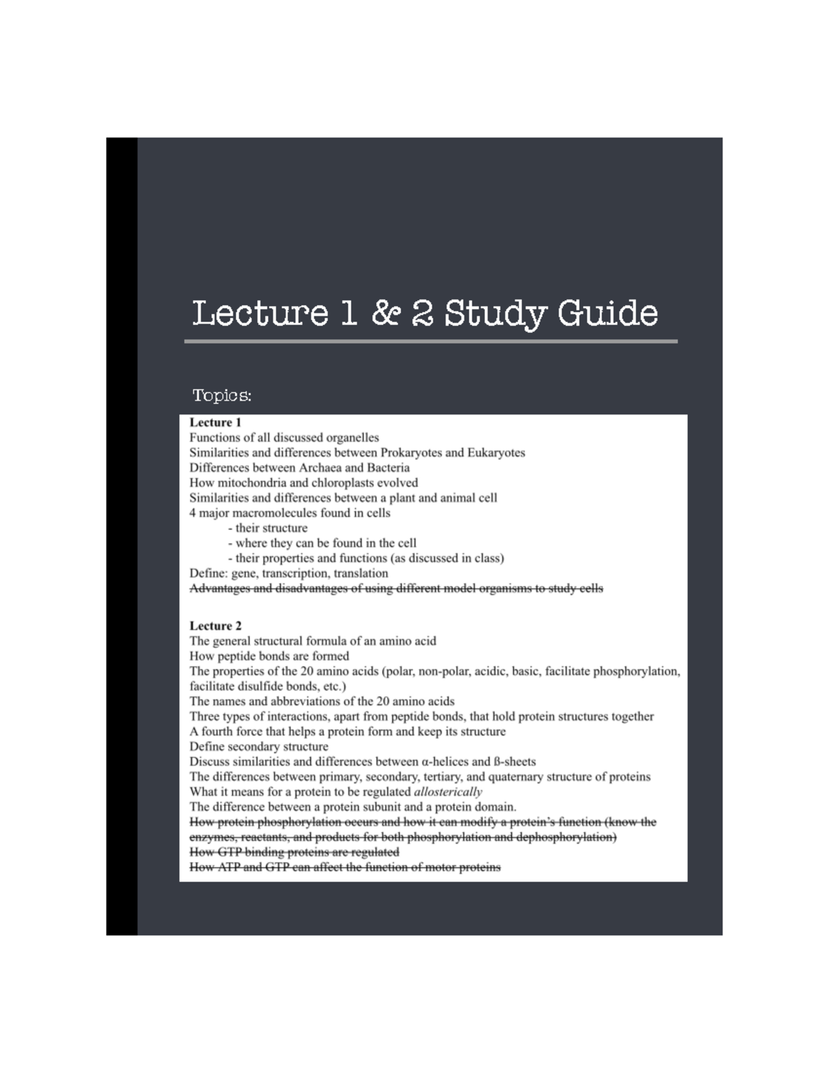 Lecture 1 and 2 Study Guide BYS 300 Lecture 1 & 2 Study Guide