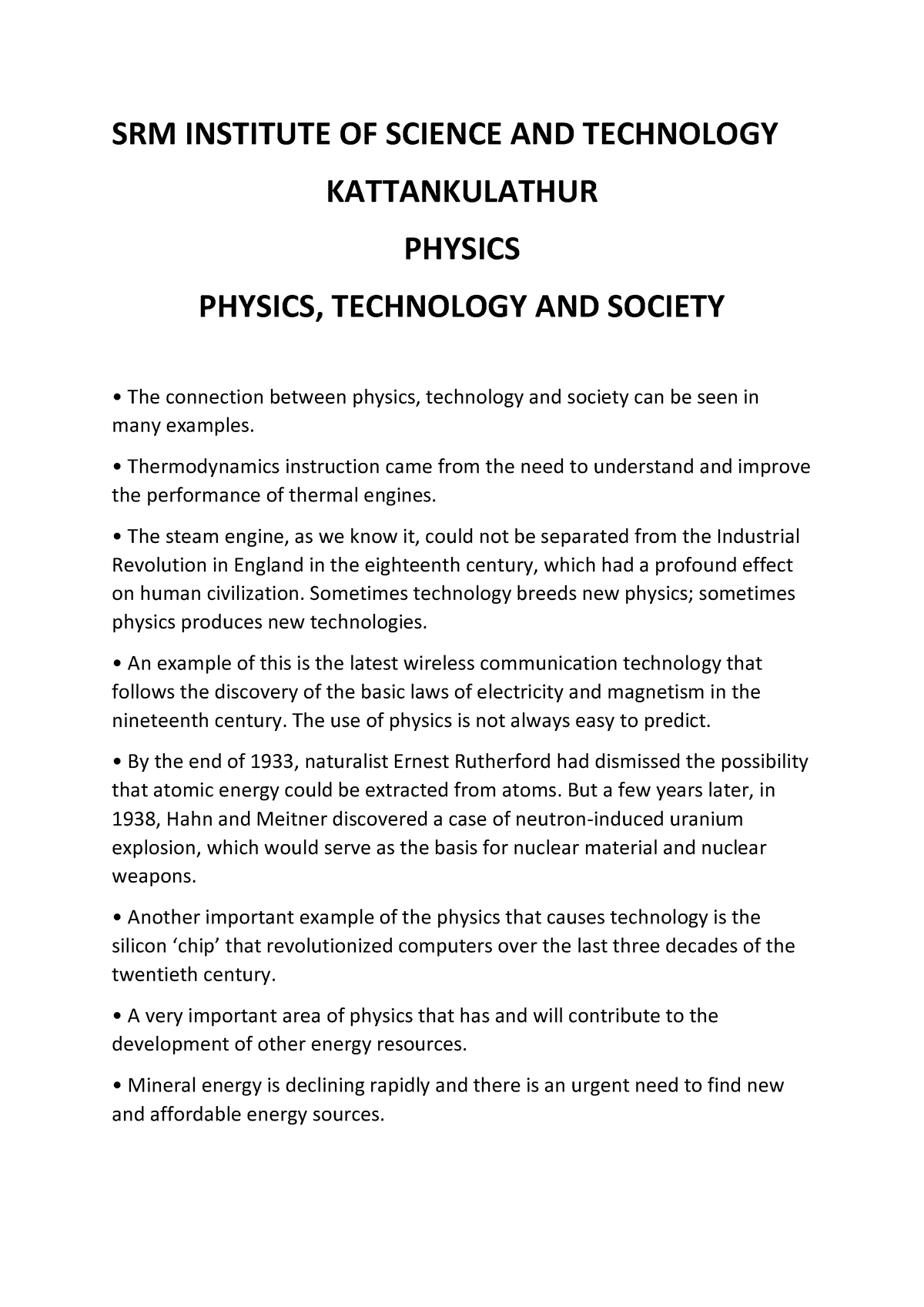 physics technology and society essay