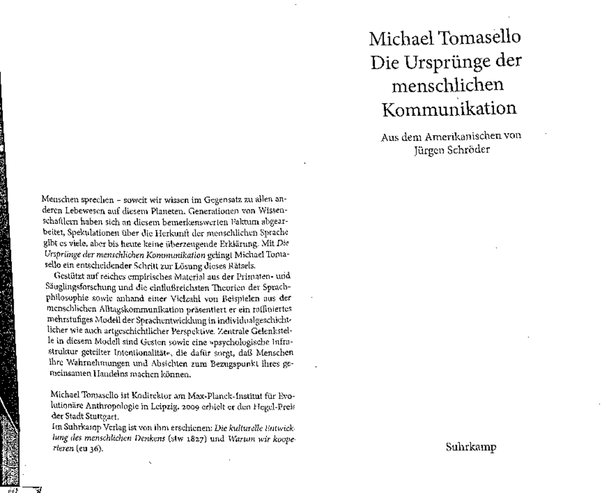 Tomasello Ursprünge menschlicher Kommunikation 339-365 - Allgemeine ...