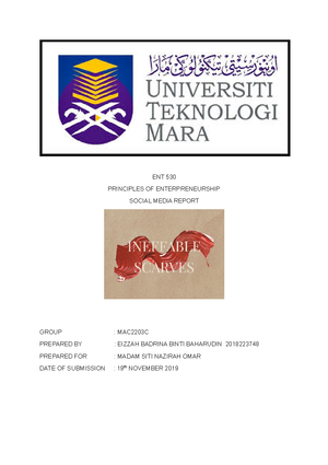 Social Media Report Ent530 Social Media Portfolio Report Docx Social Media Portfolio Report Principles Of Entrepreneurship Ent 530 Lecturer Madam Ainulmaawa Binti Hamat Class Course Hero To Round Off Your