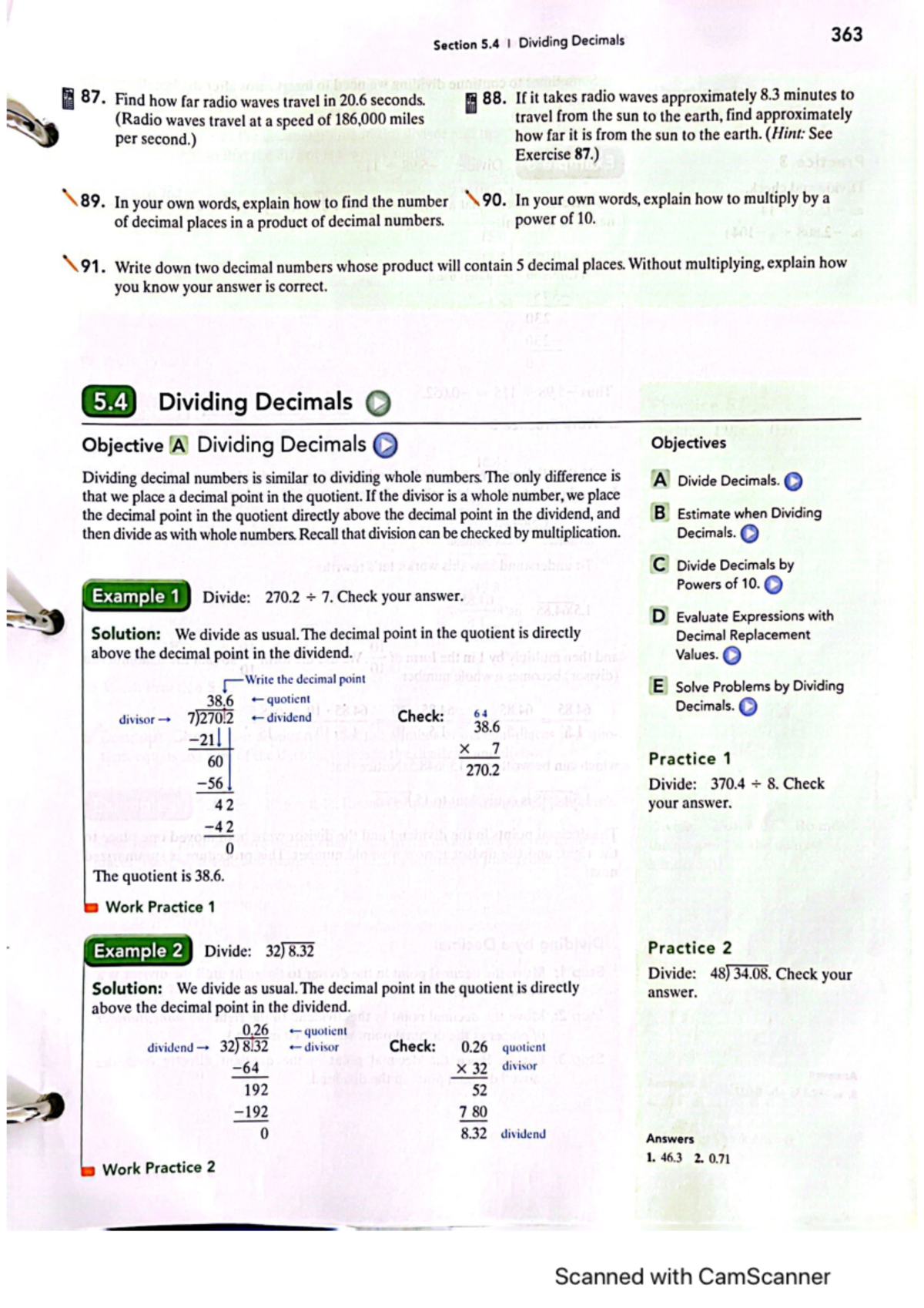 Math 111 Section 5.4 - Section 5 Dividing Decimals 363 87. Find how far ...