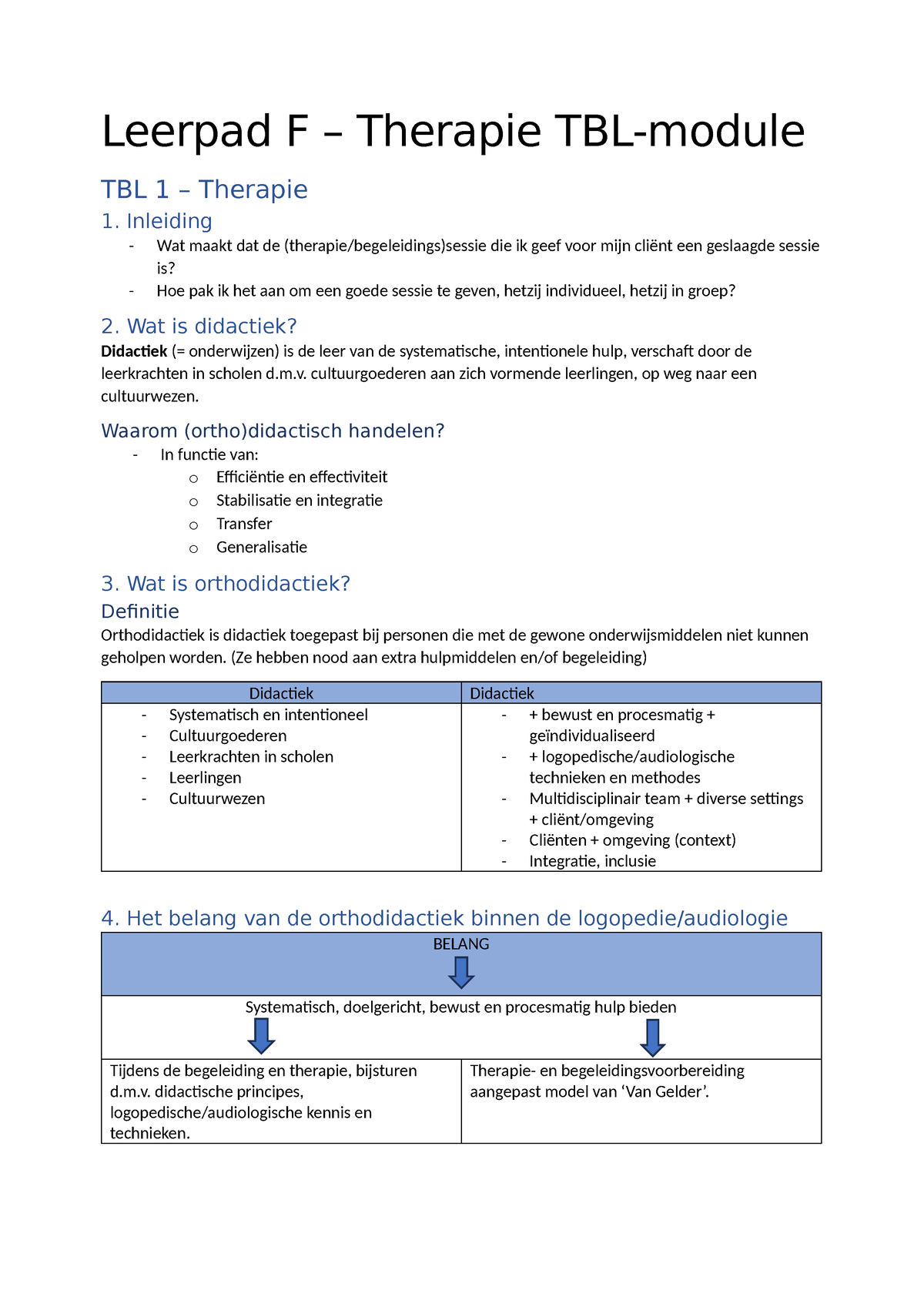 Leerpad F - Samenvatting Methodisch Werken - Leerpad F – Therapie TBL ...