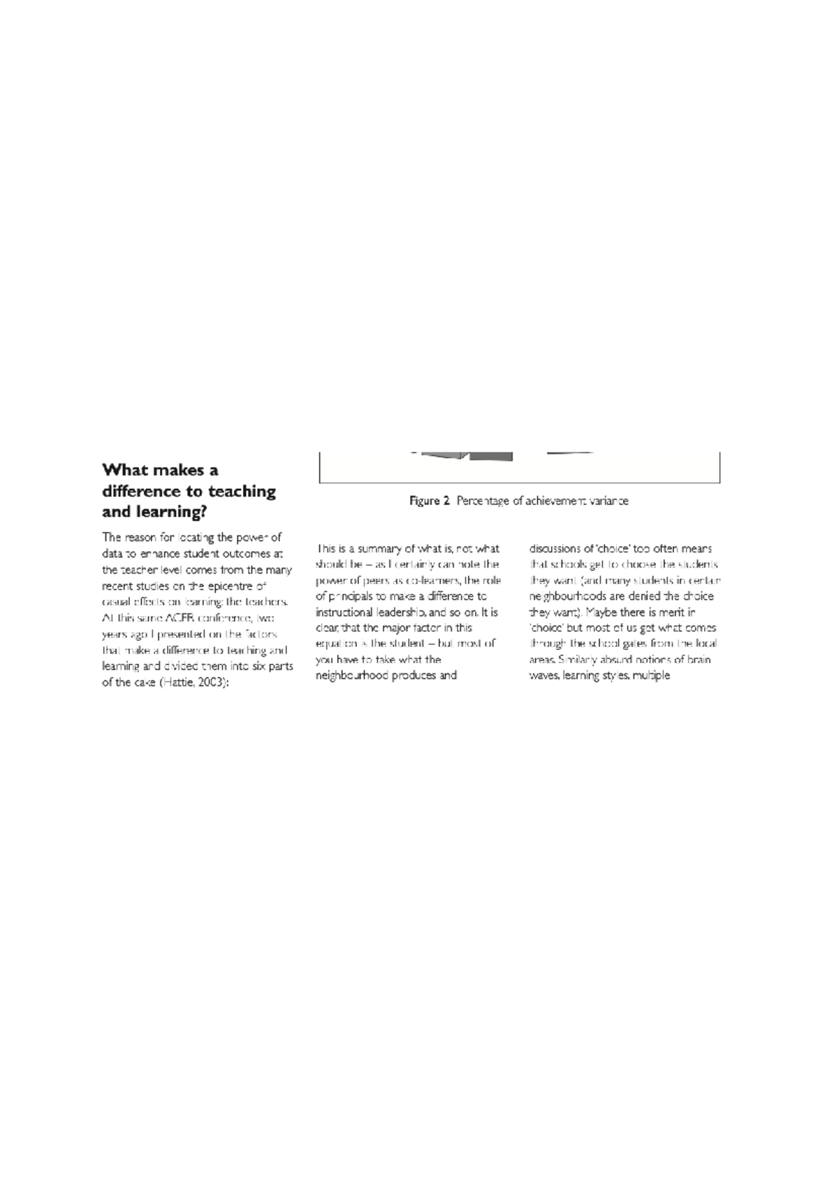Hattie 3 - n/a - What makes a difference to teaching Figure 2 ...