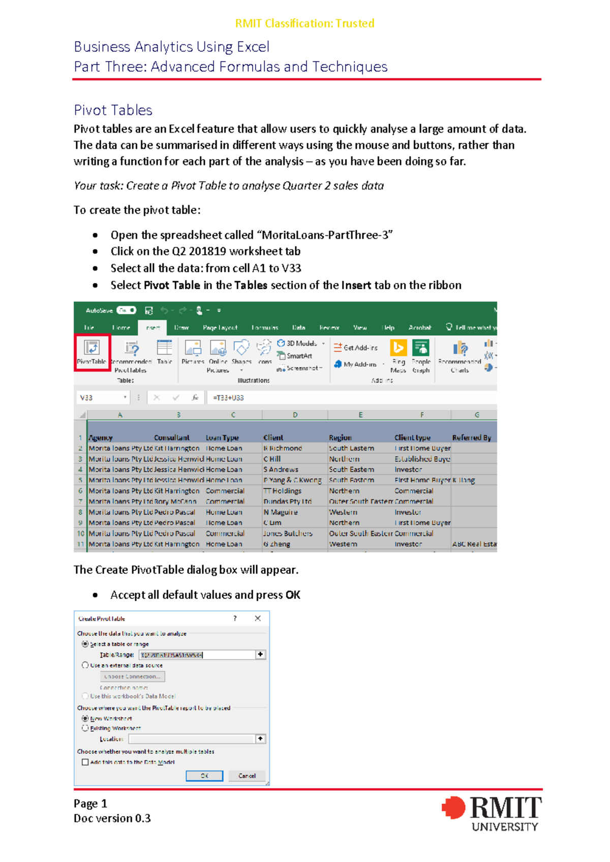 Part+3 - Summary for Week 3 - Business Analytics Using Excel Part Three ...