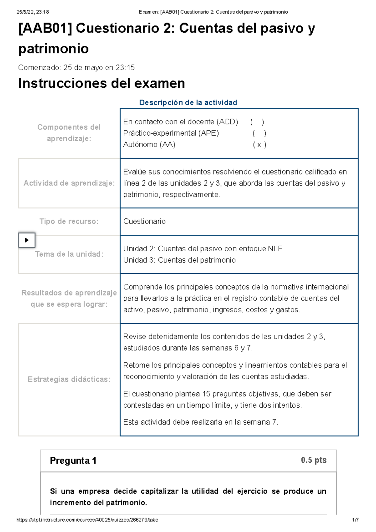 Cuestionario 2 B1 Contabilidad - [AAB01] Cuestionario 2: Cuentas Del ...