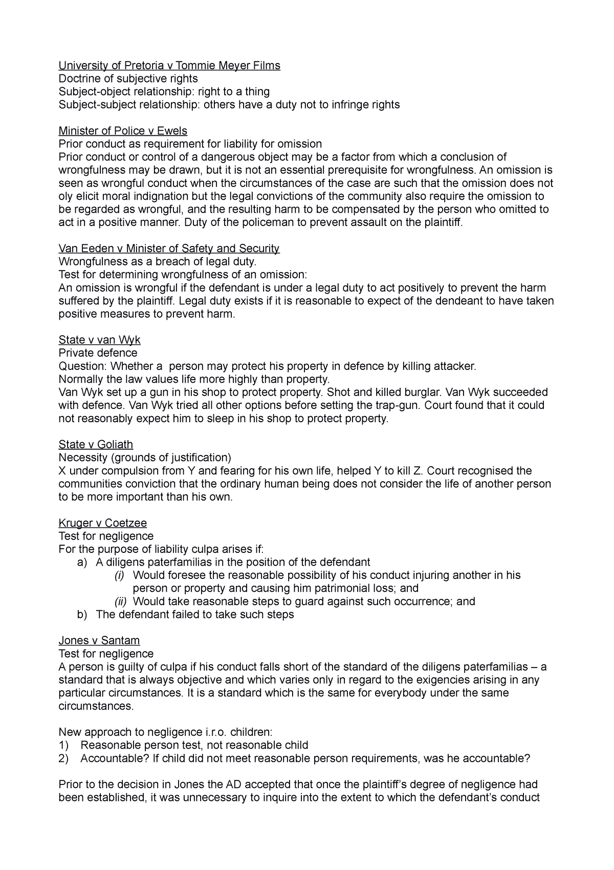 PVL3703-short summary of prescribed cases - PVL3703 - Unisa - Studocu