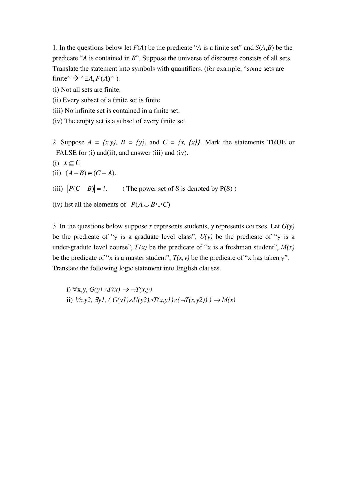 HW1 - One of the prctice of the course - In the questions below let F(A ...