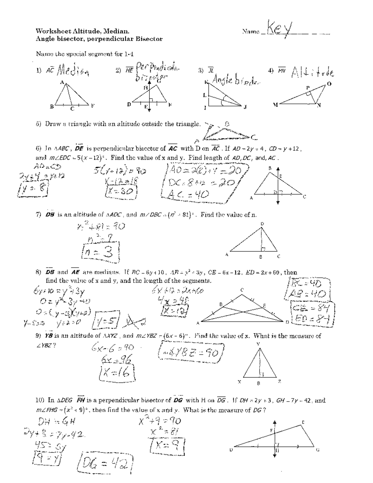 Worksheet alt med angle bisect 1ans - Math 141 - Studocu