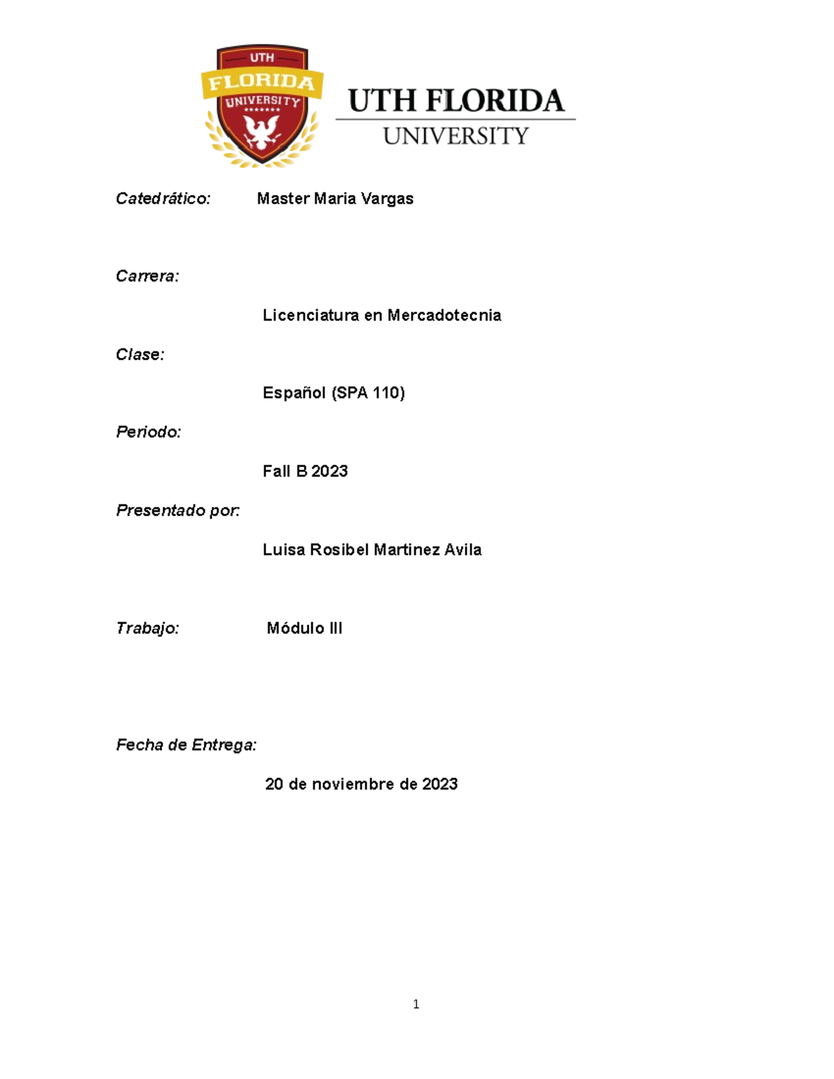 Modulo III Espa;ol - Cccccccccc - Catedrático: Master Maria Vargas ...