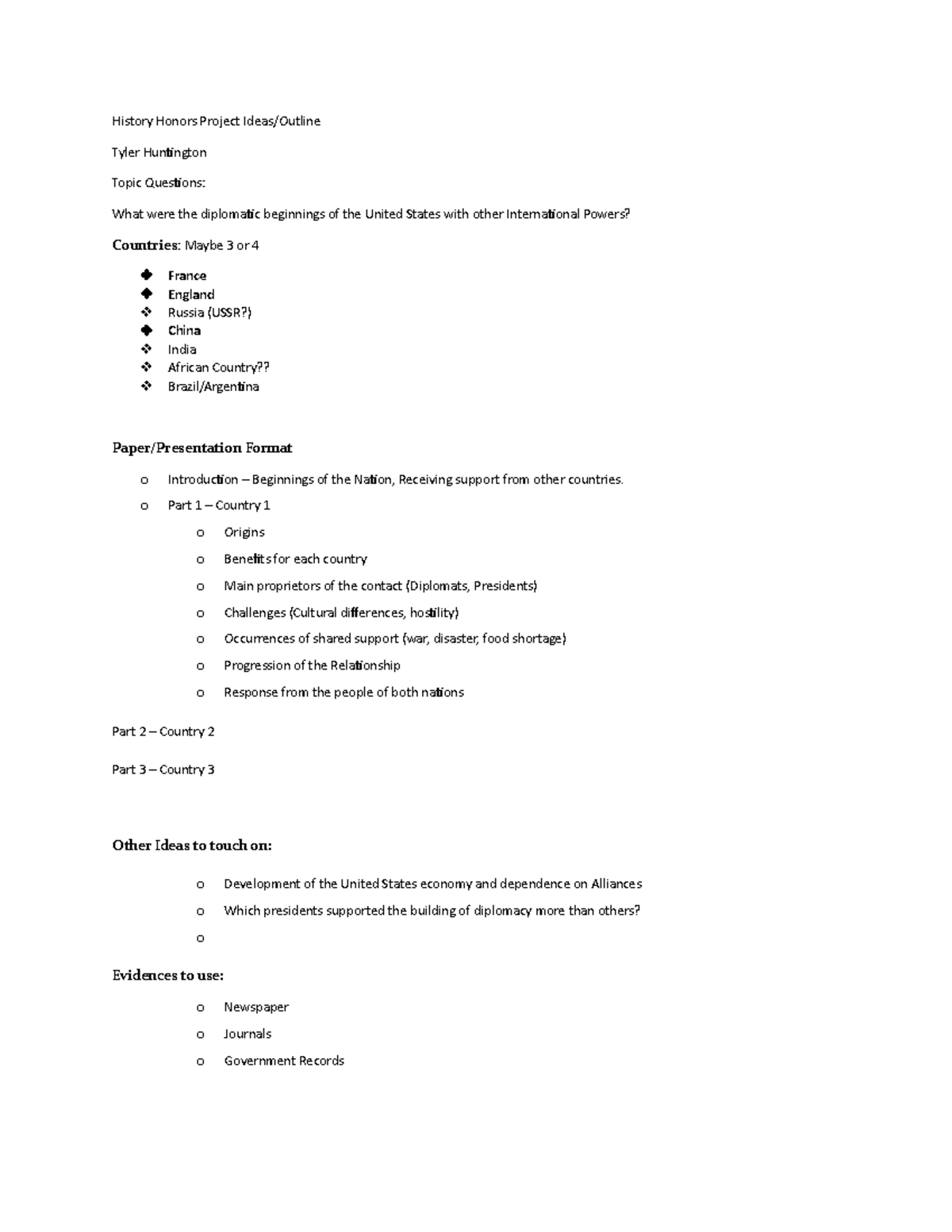 History Honors Project Ideas - History Honors Project Ideas/Outline ...