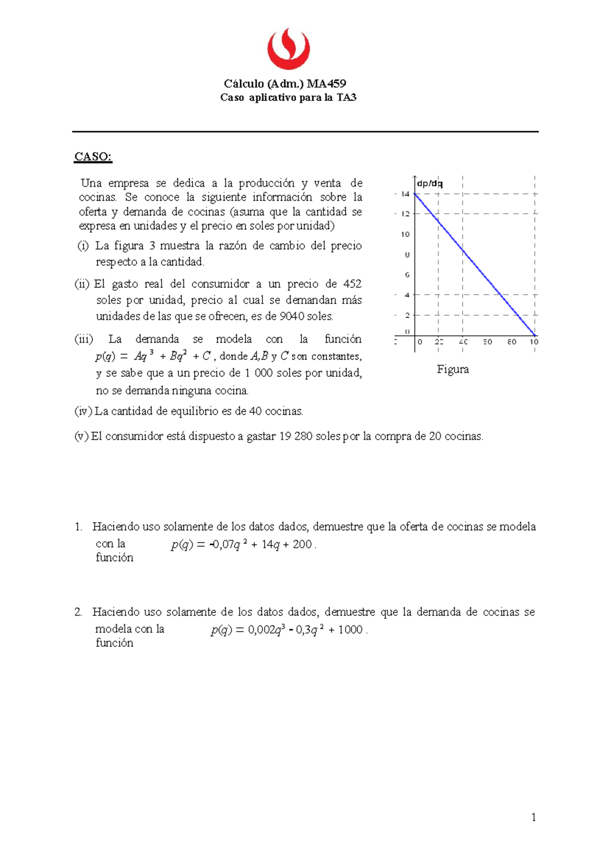 TA3 CASO Aplicativo Ejercicio TA3 Cálculo (Adm.) MA Caso aplicativo