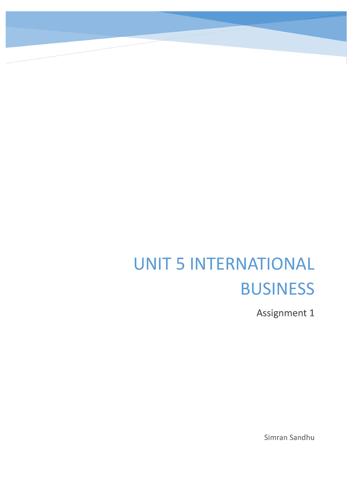 international business assignment 1