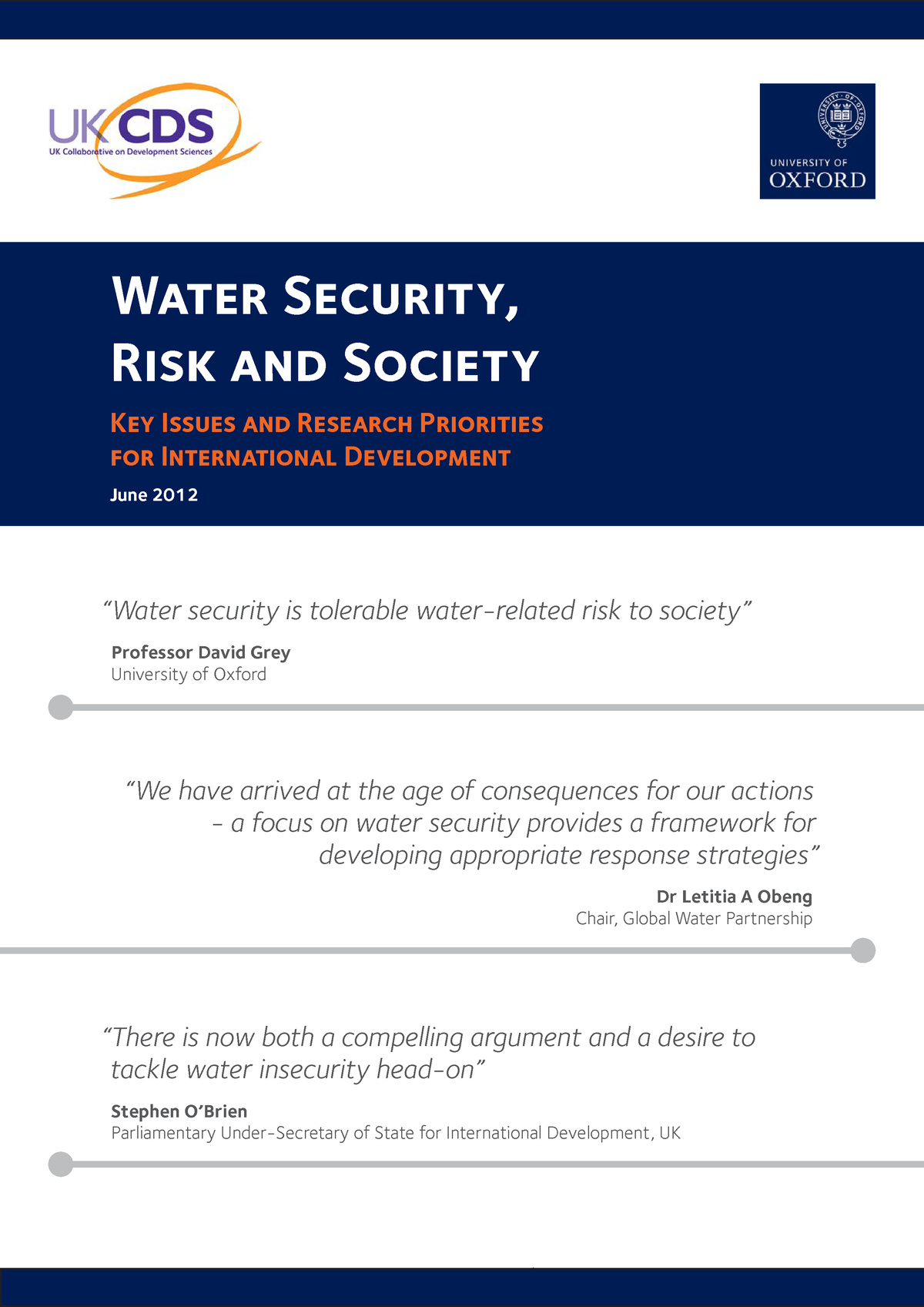 Water Security Risk And Society - For Further Information And Materials ...