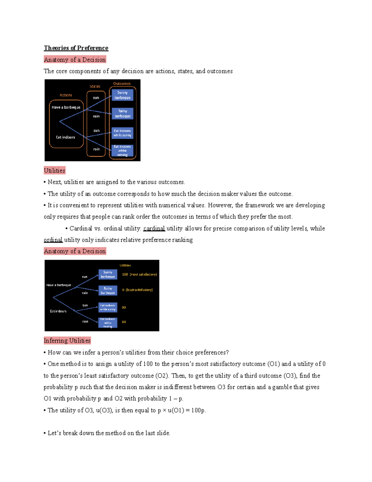 Judgment and decison making quiz 3 notes - Theories of Preference ...