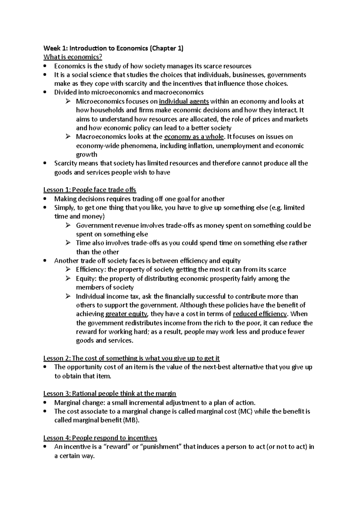 Topic 1 Economics for Business Lecture Review - Week 1: Introduction to ...