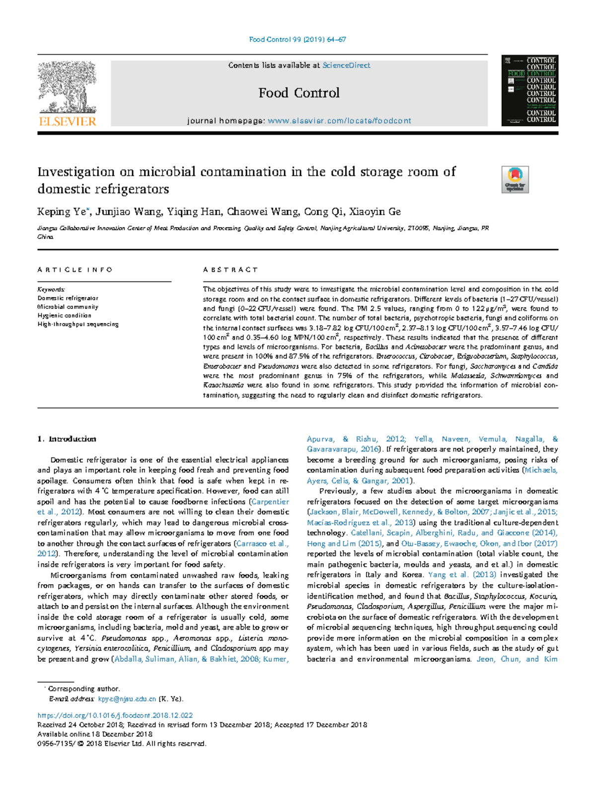 1-s2 - ref - Contents lists available at ScienceDirect Food Control ...