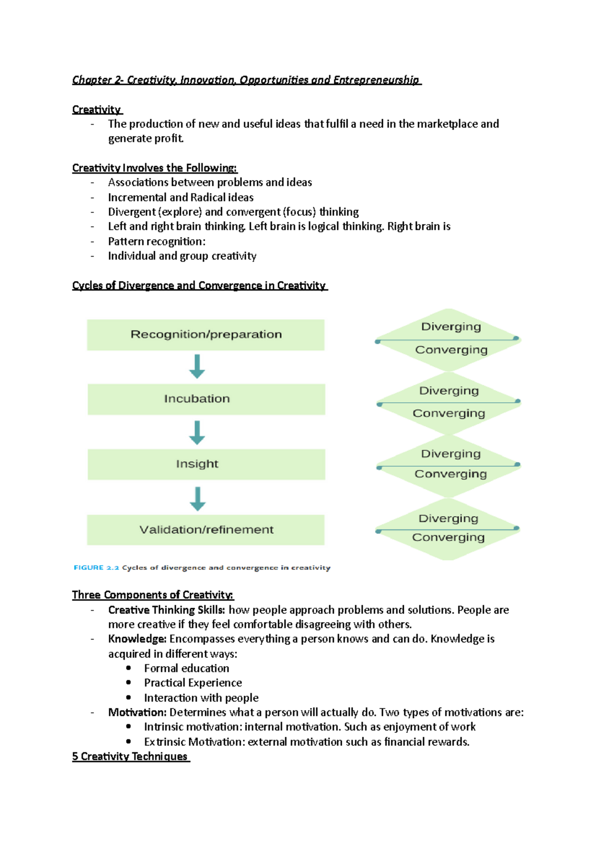 Chapter 2 - Lecture Notes 2 - Chapter 2- Creativity, Innovation ...