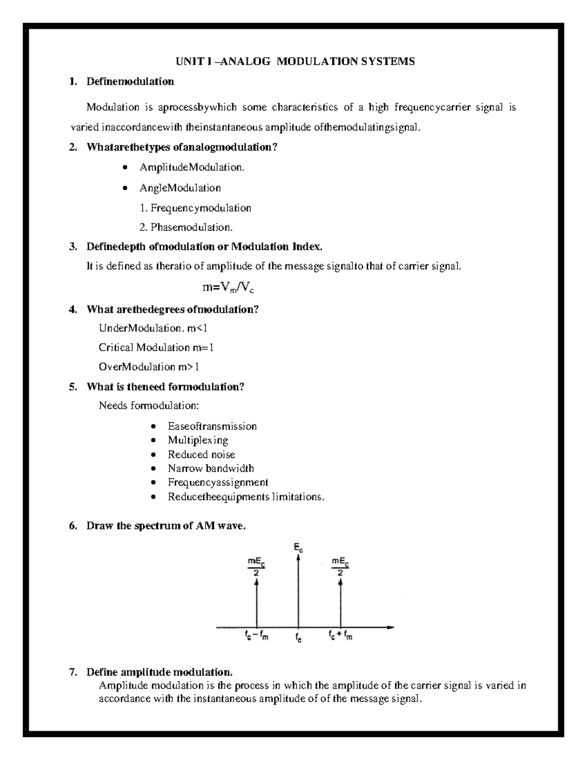 CE(IQ) - Communication Engineering Important Questions - UNIT I –ANALOG ...