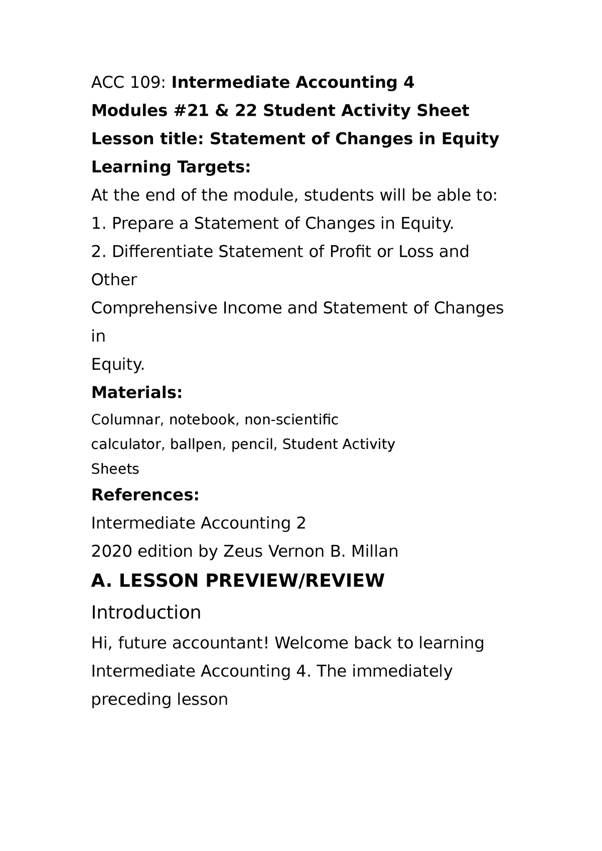 ACC 109-Intermediate Accounting 4 M21,22 - ACC 109: Intermediate ...