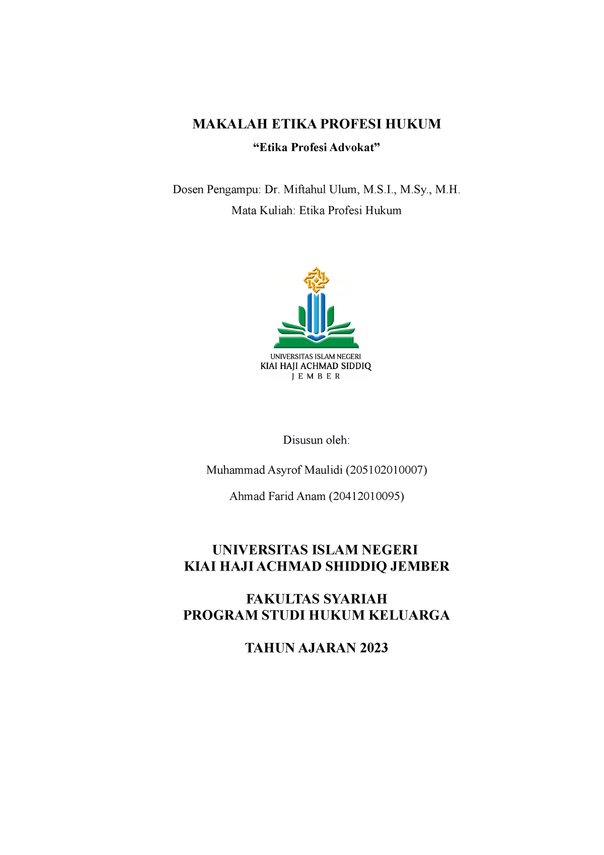 Makalah Kelompok 7 Eph Makalah Etika Profesi Hukum “etika Profesi