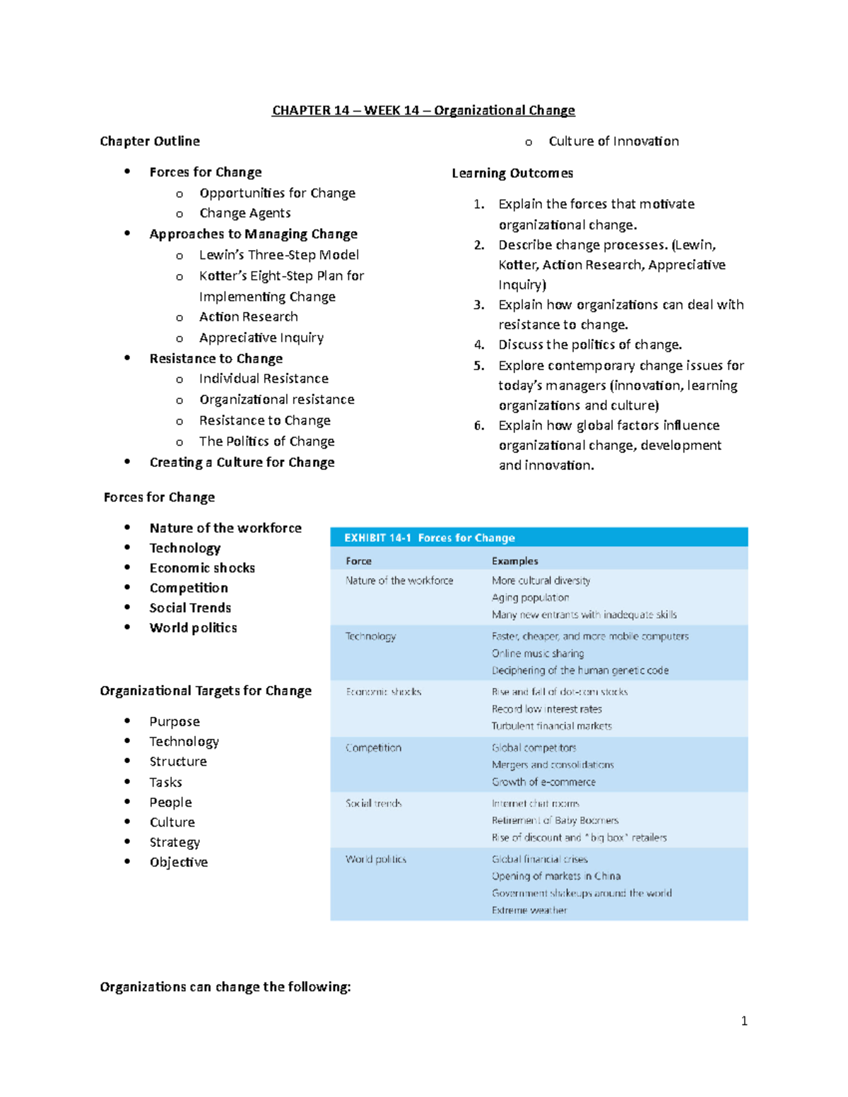 Chapter 14 - Lecture notes 14 - CHAPTER 14 – WEEK 14 – Organizational ...