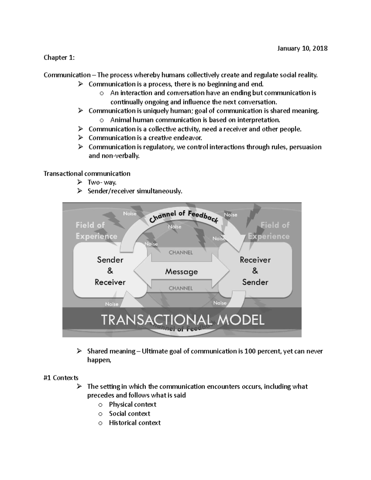 Comm 211 - Lecture notes Chapter 1, 2, & 3 - January 10, 2018 Chapter 1 ...