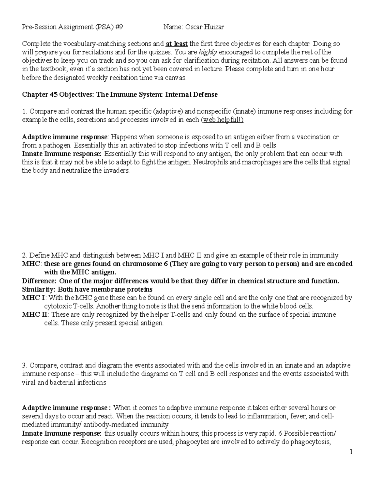 PSA 9 PSA 9 for Dr. Yost class PreSession Assignment (PSA) 9