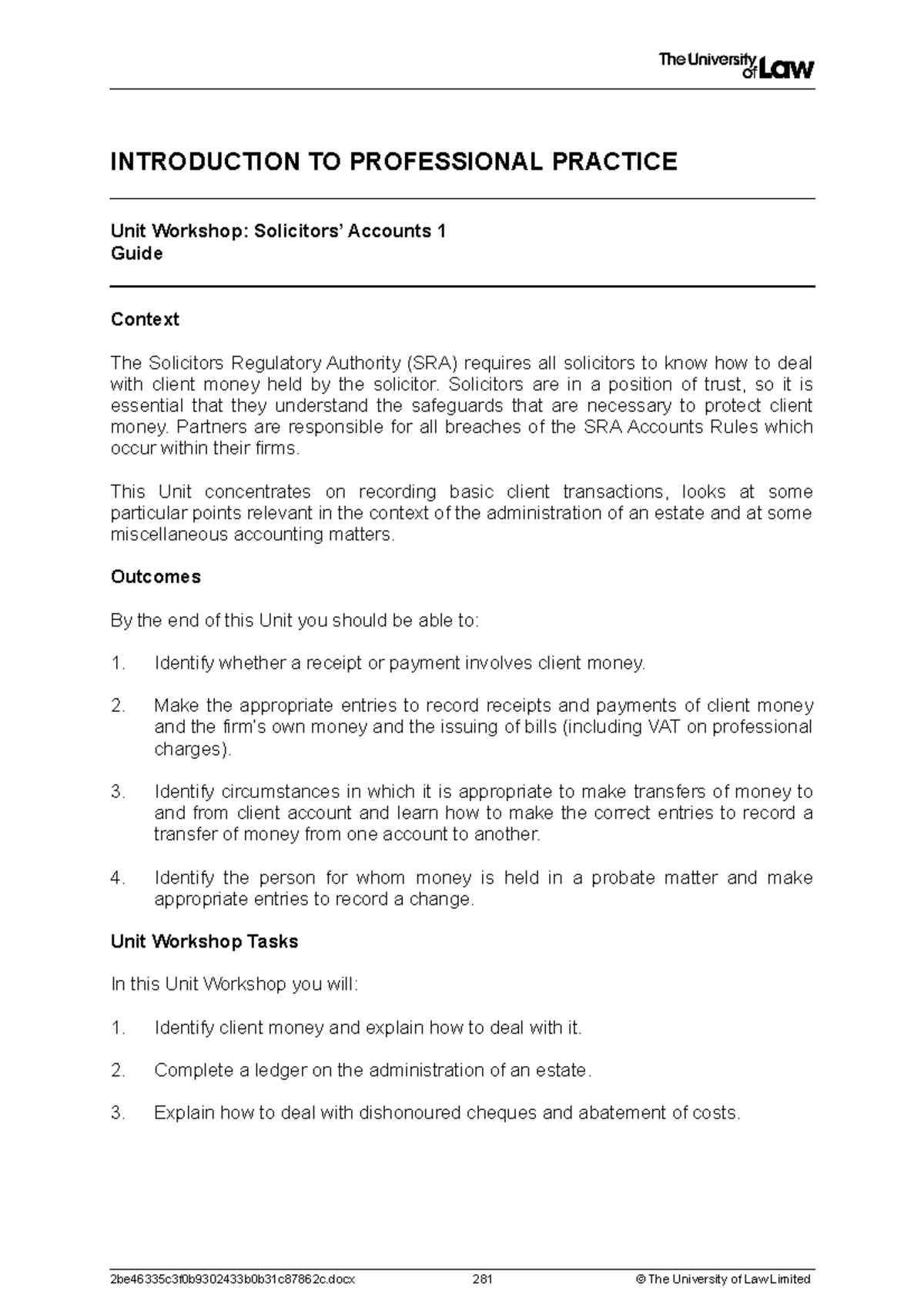 2223 ipp ws solicitors accounts 01 ce01 guide - INTRODUCTION TO ...