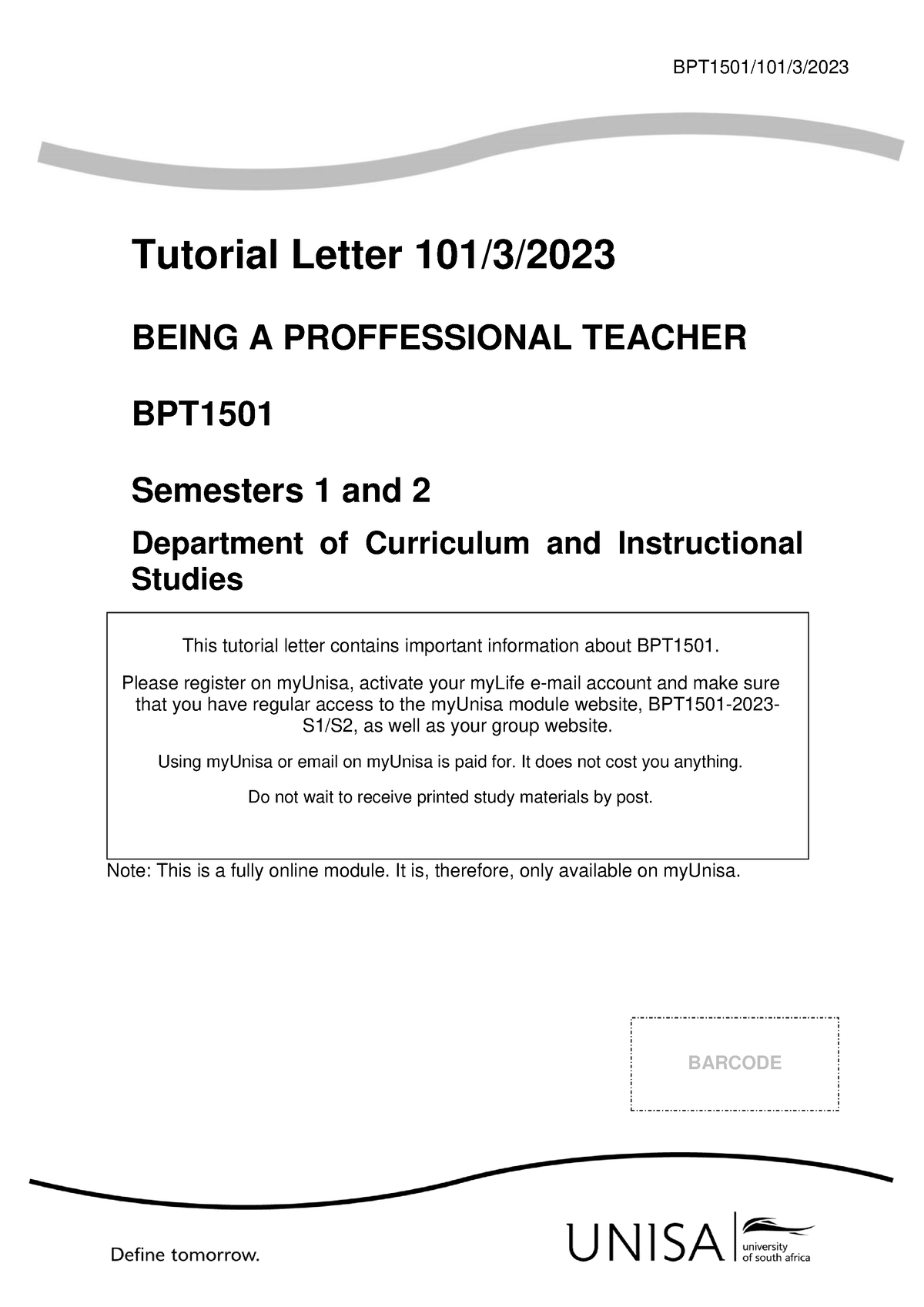 Study Material For BPT - Assignment 2 - BPT1501/101/3/ Tutorial Letter ...