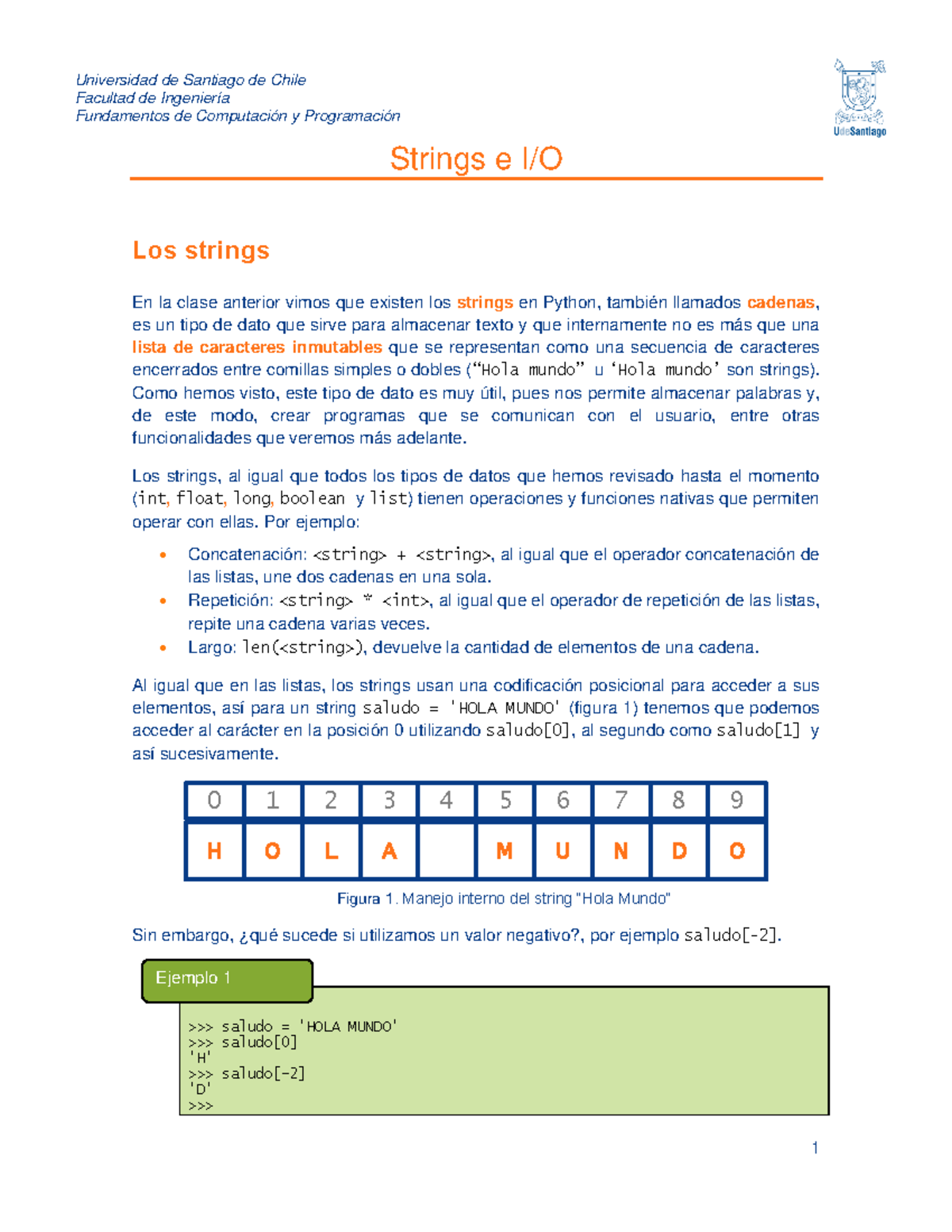 Apunte Strings Input-Output - Facultad de Ingeniería Fundamentos de ...